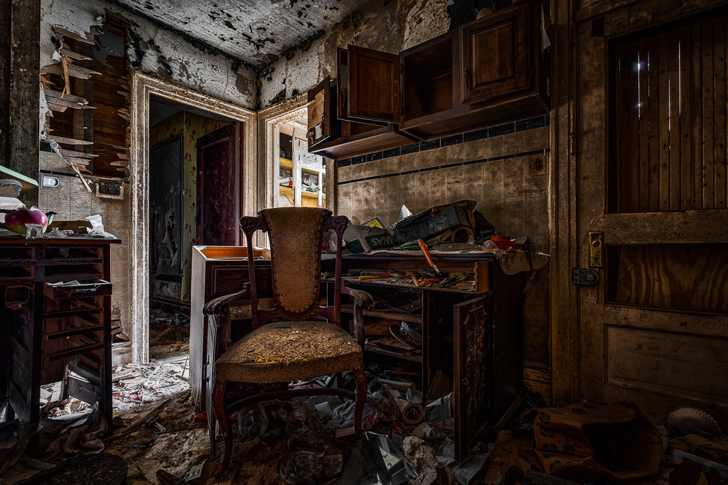Scenes from an abandoned home in very rural western Pennsylvania north of Johnstown.  So much of the life of these folks was still inside, slowly fading away...