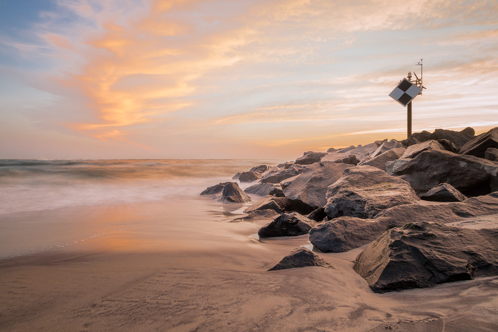 On the north end of Pea Island in the outer banks is this remote weather station.  Taken at dawn.