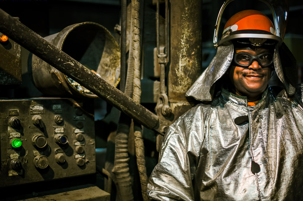 An operator stands by the control panel for the automatic mold level control which will take over from the operator on the rod once the mold is filled.

So, it's over.

The steel mill where I've worked for 22 years has closed the 