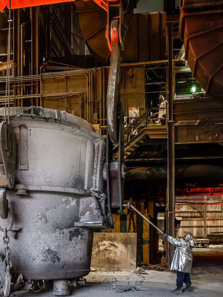 These old style ladles have arms which must be locked in place for safety when moving a filled ladle around.

So, it's over.

The steel mill where I've worked for 22 years has closed the 